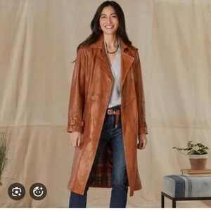 Women's Brown Leather Trench Coat